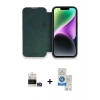 MARSİLYAN™- iPhone 14 Pro Max Kılıf Siluet Minimal Serisi - Şeffaf Royal Nano Ekran Koruyucu + Gümüş Bilvis Titan Kamera Lens