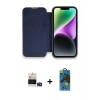 MARSİLYAN™- iPhone 14 Pro Max Kılıf Siluet Minimal Serisi - Siyah 18D Cam Ekran Koruyucu + Derin Mor Bilvis Titan Kamera Lens