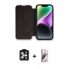 MARSİLYAN™- iPhone 14 Pro Max Kılıf Siluet Minimal Serisi - Siyah Bilvis 3D Mat Cam Ekran Koruyucu + PVD Metal Kamera Lens - TU