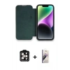 MARSİLYAN™- iPhone 14 Pro Max Kılıf Siluet Minimal Serisi - Siyah Bilvis 3D Mat Cam Ekran Koruyucu + PVD Metal Kamera Lens - TU