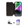 MARSİLYAN™- iPhone 14 Pro Max Kılıf Siluet Minimal Serisi - Siyah Bilvis 5in1 3D Magic Cam Ekran Koruyucu + Siyah Bilvis Titan Kamera Lens