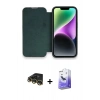 MARSİLYAN™- iPhone 14 Pro Max Kılıf Siluet Minimal Serisi - Siyah Bilvis 5in1 5D Magic Hayalet Cam Ekran Koruyucu + Raze Metal Kamera Lens - GD