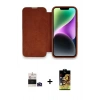 MARSİLYAN™- iPhone 14 Pro Max Kılıf Siluet Minimal Serisi - Siyah Buffer Cam Ekran Koruyucu + Derin Mor Bilvis Titan Kamera Lens