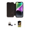 MARSİLYAN™- iPhone 14 Pro Max Kılıf Siluet Minimal Serisi - Siyah Buffer Cam Ekran Koruyucu + Derin Mor Bilvis Titan Kamera Lens