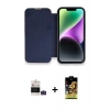 MARSİLYAN™- iPhone 14 Pro Max Kılıf Siluet Minimal Serisi - Siyah Buffer Cam Ekran Koruyucu + Derin Mor Bilvis Titan Kamera Lens