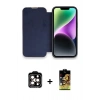 MARSİLYAN™- iPhone 14 Pro Max Kılıf Siluet Minimal Serisi - Siyah Buffer Cam Ekran Koruyucu + PVD Metal Kamera Lens - TU
