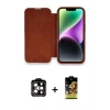 MARSİLYAN™- iPhone 14 Pro Max Kılıf Siluet Minimal Serisi - Siyah Buffer Cam Ekran Koruyucu + PVD Metal Kamera Lens - TU