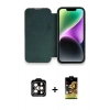 MARSİLYAN™- iPhone 14 Pro Max Kılıf Siluet Minimal Serisi - Siyah Buffer Cam Ekran Koruyucu + PVD Metal Kamera Lens - TU