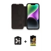 MARSİLYAN™- iPhone 14 Pro Max Kılıf Siluet Minimal Serisi - Siyah Buffer Cam Ekran Koruyucu + PVD Metal Kamera Lens - TU