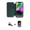 MARSİLYAN™- iPhone 14 Pro Max Kılıf Siluet Minimal Serisi - Siyah Buffer Hayalet Cam Ekran Koruyucu + Gümüş Bilvis Titan Kamera Lens