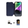 MARSİLYAN™- iPhone 14 Pro Max Kılıf Siluet Minimal Serisi - Siyah Buffer Hayalet Cam Ekran Koruyucu + Gümüş Bilvis Titan Kamera Lens