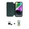 MARSİLYAN™- iPhone 14 Pro Max Kılıf Siluet Minimal Serisi - Siyah Polymer Nano Ekran Koruyucu + Derin Mor Bilvis Titan Kamera Lens