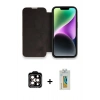 MARSİLYAN™- iPhone 14 Pro Max Kılıf Siluet Minimal Serisi - Siyah Polymer Nano Ekran Koruyucu + Turuncu PVD Metal Kamera Lens