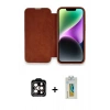 MARSİLYAN™- iPhone 14 Pro Max Kılıf Siluet Minimal Serisi - Siyah Polymer Nano Ekran Koruyucu + Turuncu PVD Metal Kamera Lens