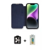 MARSİLYAN™- iPhone 14 Pro Max Kılıf Siluet Minimal Serisi - Siyah Polymer Nano Ekran Koruyucu + Turuncu PVD Metal Kamera Lens