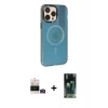 MARSİLYAN™- iPhone 14 Pro Max Kılıf Siluet Modern Koleksiyonu - Şeffaf 360 Full Body Arka Koruyucu + Gold Bilvis Titan Kamera Lens