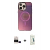 MARSİLYAN™- iPhone 14 Pro Max Kılıf Siluet Modern Koleksiyonu - Şeffaf Pasifik Cam Ekran Koruyucu + Siyah Bilvis Titan Kamera Lens