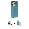 MARSİLYAN™- iPhone 14 Pro Max Kılıf Siluet Modern Koleksiyonu - Şeffaf Royal Nano Ekran Koruyucu + Derin Mor Bilvis Titan Kamera Lens