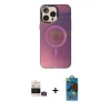 MARSİLYAN™- iPhone 14 Pro Max Kılıf Siluet Modern Koleksiyonu - Siyah 18D Cam Ekran Koruyucu + Bilvis Titan Kamera Lens - GD