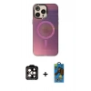 MARSİLYAN™- iPhone 14 Pro Max Kılıf Siluet Modern Koleksiyonu - Siyah 18D Cam Ekran Koruyucu + PVD Metal Kamera Lens - TU