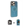 MARSİLYAN™- iPhone 14 Pro Max Kılıf Siluet Modern Koleksiyonu - Siyah 18D Cam Ekran Koruyucu + PVD Metal Kamera Lens - TU