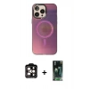 MARSİLYAN™- iPhone 14 Pro Max Kılıf Siluet Modern Koleksiyonu - Siyah 360 Mat Full Body Arka Koruyucu + PVD Metal Kamera Lens - TU