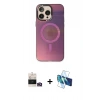 MARSİLYAN™- iPhone 14 Pro Max Kılıf Siluet Modern Koleksiyonu - Siyah 3D Antistatik Cam Ekran Koruyucu + Bilvis Titan Kamera Lens - GD