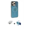 MARSİLYAN™- iPhone 14 Pro Max Kılıf Siluet Modern Koleksiyonu - Siyah 3D Antistatik Cam Ekran Koruyucu + Gold Band Metal Kamera Lens