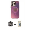 MARSİLYAN™- iPhone 14 Pro Max Kılıf Siluet Modern Koleksiyonu - Siyah 6D Mat Seramik Hayalet Nano Ekran Koruyucu + Turuncu PVD Metal Kamera Lens