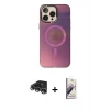 MARSİLYAN™- iPhone 14 Pro Max Kılıf Siluet Modern Koleksiyonu - Siyah Bilvis 3D Mat Cam Ekran Koruyucu + Gümüş Raze Metal Kamera Lens