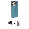 MARSİLYAN™- iPhone 14 Pro Max Kılıf Siluet Modern Koleksiyonu - Siyah Bilvis 3D Mat Cam Ekran Koruyucu + Gümüş Raze Metal Kamera Lens