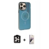MARSİLYAN™- iPhone 14 Pro Max Kılıf Siluet Modern Koleksiyonu - Siyah Bilvis 3D Mat Cam Ekran Koruyucu + PVD Metal Kamera Lens - TU