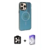 MARSİLYAN™- iPhone 14 Pro Max Kılıf Siluet Modern Koleksiyonu - Siyah Bilvis 5in1 3D Magic Cam Ekran Koruyucu + PVD Metal Kamera Lens - TU