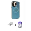 MARSİLYAN™- iPhone 14 Pro Max Kılıf Siluet Modern Koleksiyonu - Siyah Bilvis 5in1 3D Magic Cam Ekran Koruyucu + Band Metal Kamera Lens - GS