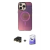 MARSİLYAN™- iPhone 14 Pro Max Kılıf Siluet Modern Koleksiyonu - Siyah Bilvis 5in1 5D Magic Hayalet Cam Ekran Koruyucu + Raze Metal Kamera Lens - GD