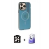MARSİLYAN™- iPhone 14 Pro Max Kılıf Siluet Modern Koleksiyonu - Siyah Bilvis 5in1 5D Magic Hayalet Cam Ekran Koruyucu + PVD Metal Kamera Lens - TU
