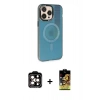 MARSİLYAN™- iPhone 14 Pro Max Kılıf Siluet Modern Koleksiyonu - Siyah Buffer Cam Ekran Koruyucu + PVD Metal Kamera Lens - TU