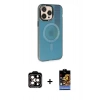 MARSİLYAN™- iPhone 14 Pro Max Kılıf Siluet Modern Koleksiyonu - Siyah Buffer Hayalet Cam Ekran Koruyucu + PVD Metal Kamera Lens - TU
