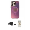MARSİLYAN™- iPhone 14 Pro Max Kılıf Siluet Modern Koleksiyonu - Siyah Mat Seramik Nano Ekran Koruyucu + Gümüş Raze Metal Kamera Lens