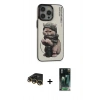 MARSİLYAN™- iPhone 14 Pro Max Kılıf Siluet Modern Özel Seri - Şeffaf 360 Full Body Arka Koruyucu + Raze Metal Kamera Lens - GD
