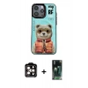 MARSİLYAN™- iPhone 14 Pro Max Kılıf Siluet Modern Özel Seri - Şeffaf 360 Full Body Arka Koruyucu + PVD Metal Kamera Lens - TU