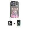 MARSİLYAN™- iPhone 14 Pro Max Kılıf Siluet Modern Özel Seri - Şeffaf 360 Full Body Arka Koruyucu + PVD Metal Kamera Lens - TU