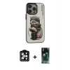 MARSİLYAN™- iPhone 14 Pro Max Kılıf Siluet Modern Özel Seri - Şeffaf 360 Full Body Arka Koruyucu + PVD Metal Kamera Lens - TU
