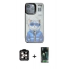 MARSİLYAN™- iPhone 14 Pro Max Kılıf Siluet Modern Özel Seri - Şeffaf 360 Full Body Arka Koruyucu + PVD Metal Kamera Lens - TU