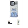 MARSİLYAN™- iPhone 14 Pro Max Kılıf Siluet Modern Özel Seri - Şeffaf Pasifik Cam Ekran Koruyucu + Bilvis Titan Kamera Lens - DNMR