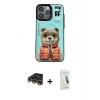 MARSİLYAN™- iPhone 14 Pro Max Kılıf Siluet Modern Özel Seri - Şeffaf Pasifik Cam Ekran Koruyucu + Gold Raze Metal Kamera Lens