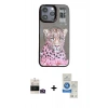MARSİLYAN™- iPhone 14 Pro Max Kılıf Siluet Modern Özel Seri - Şeffaf Royal Nano Ekran Koruyucu + Bilvis Titan Kamera Lens - GD