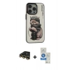 MARSİLYAN™- iPhone 14 Pro Max Kılıf Siluet Modern Özel Seri - Şeffaf Royal Nano Ekran Koruyucu + Gold Raze Metal Kamera Lens