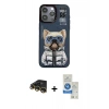 MARSİLYAN™- iPhone 14 Pro Max Kılıf Siluet Modern Özel Seri - Şeffaf Royal Nano Ekran Koruyucu + Gold Raze Metal Kamera Lens