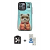 MARSİLYAN™- iPhone 14 Pro Max Kılıf Siluet Modern Özel Seri - Şeffaf Royal Nano Ekran Koruyucu + PVD Metal Kamera Lens - TU